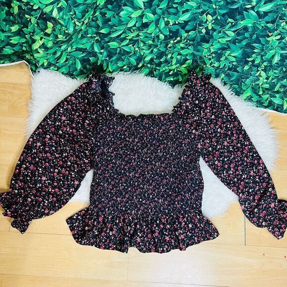 Nasty Gal long sleeve ruffled hem floral plus size top size 20 summer spring - Picture 1 of 10